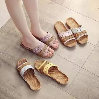 Летние льняные домашние тапочки ручной работы для женщин 35-36 светло-зеленый