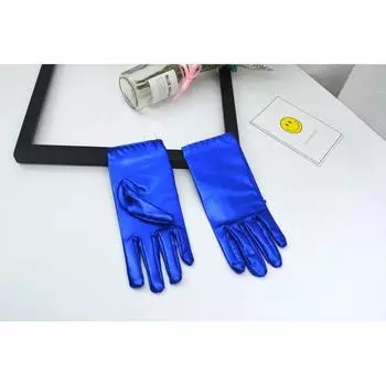 Летние лаковые флуоресцентные сценические золотые женские перчатки Royal Blue All yards