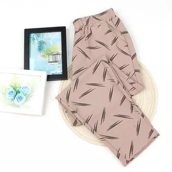 Летние легкие брюки-капри для мам. Универсальные и минималистичные брюки прямого кроя с высокой талией для женщин среднего и пожилого возраста. Свободные брюки. XL розовый