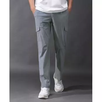 Летние легкие брюки-карго с множеством карманов, повседневные тонкие быстросохнущие дышащие длинные брюки из тонкого ледяного шелка для кемпинга, пешего туризма и тренировок L чёрный