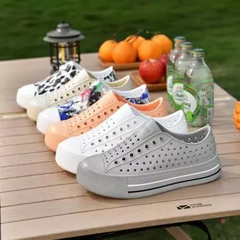 Летние легкие нескользящие пляжные туфли на толстой подошве, утолщенные полые сандалии 40 белый