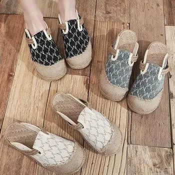 Летние ленивые туфли в этническом стиле женские туфли, женские туфли из синели с мягкой подошвой из термопластичной резины 35 зелёный