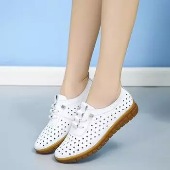 Летние лоферы из натуральной кожи, женская повседневная обувь, мокасины, женская обувь с мягким острым носком, женская обувь на плоской подошве белого цвета 35