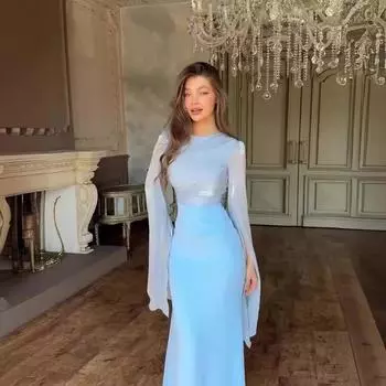 Летние лоскутные длинные атласные узкие платья с распашными рукавами S светло-фиолетовый