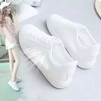Летние маленькие белые туфли, женские дышащие парусиновые туфли с сеткой, студентки, корейская версия, универсальные полые кроссовки, туфли на плоской подошве 34 зелёный