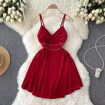 Летние малышки носят темпераментные подтяжки, элитное бархатное платье с талией в стиле Хепберн, женское