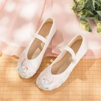 Летние мерсеризованные атласные ретро-туфли-чонсамы в старинном китайском стиле. Туфли-лодочки из ханьфу. 34 светло-синий