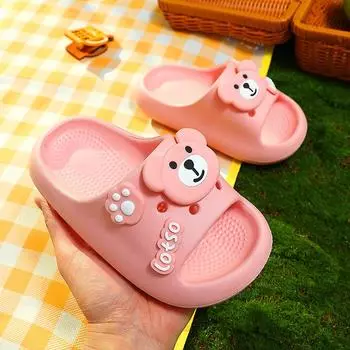 Летние милые мультяшные тапочки своими руками для мальчиков и девочек, домашняя нескользящая одежда, большие классные тапочки 180 (shoe inner length 17cm) чёрный