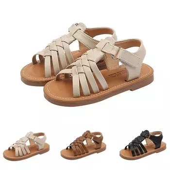 Летние милые однотонные детские туфли для малышей, сандалии, детская обувь, детская обувь 23 чёрный