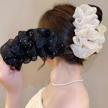 Летние милые сетчатые тюлевые звездочки-пузырьки для волос, заколки-краб для женщин, сплошные заколки для хвоста, аксессуары для головных уборов 1