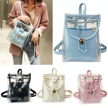 Летние милые желейные рюкзаки ярких цветов, водонепроницаемые модные прозрачные сумки из ПВХ, композитная женская школьная сумка One Size чёрный