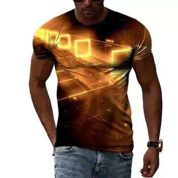 Летние модные абстрактные многомерные графические футболки для мужчин, повседневные футболки с 3D принтом в стиле Харадзюку, индивидуальная круглая шея с коротким рукавом S