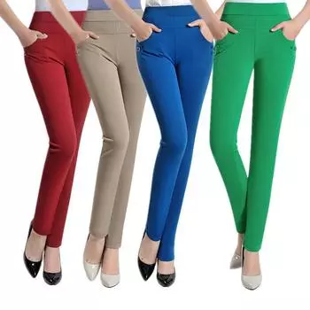 Летние модные брюки-карандаш, женские весенние милые брюки-карандаш ярких цветов, элегантные базовые эластичные брюки большого размера для мам, леггинсы, брюки XXL светло-зеленый