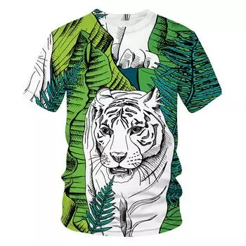 Летние модные футболки с рисунком животных, мужские 3D повседневные индивидуальные тренды в стиле хип-хоп, уличная одежда с круглым вырезом в стиле Харадзюку, футболки с принтом S