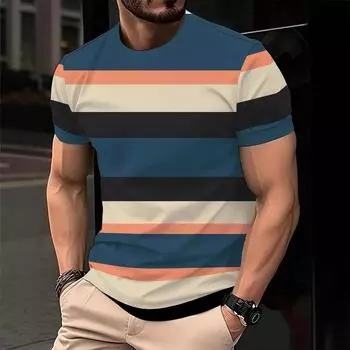 Летние модные хип-хоп полосатые графические футболки для мужчин индивидуальный повседневный 3D Harajuku принт круглый вырез короткий рукав футболки топ S