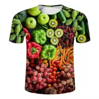Летние модные индивидуальные футболки с рисунком фруктов и овощей для мужчин, трендовые повседневные забавные футболки в стиле Харадзюку с круглым вырезом и коротким рукавом с принтом XXS