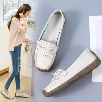 Летние модные кроссовки женские удобные балетки мягкие кожаные повседневные туфли ручной работы мокасины без застежек прогулочная обувь 35 бежевый