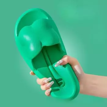 Летние модные милые женские домашние тапочки 35 зелёный