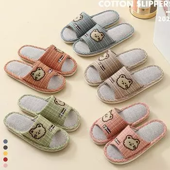 Летние модные милые женские льняные тапочки на толстой подошве 40 оранжевый