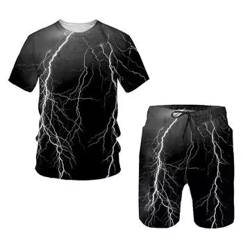 Летние модные мужские футболки, костюмы, персонализированные мужские спортивные повседневные шорты с короткими рукавами и 3D принтом S