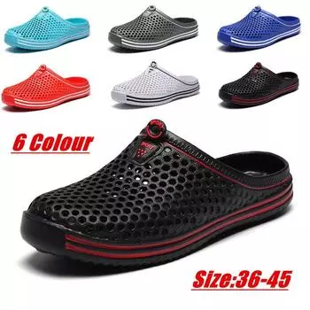 Летние модные мужские и женские садовые сабо, нескользящие тапочки, пляжные сандалии 41 чёрный