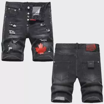 Летние модные мужские облегающие эластичные джинсовые шорты 2022 года — рваный и принтованный дизайн 30