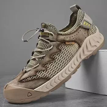 Летние модные мужские пляжные сандалии, противоударные походные туфли для походов на открытом воздухе, удобные дышащие мужские туфли на толстой подошве 39 хаки