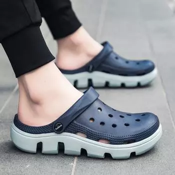 Летние модные мужские сандалии для отдыха на открытом воздухе повседневные удобные пляжные туфли мужские тапочки 39 синий