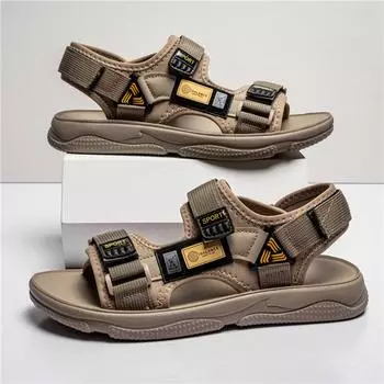 Летние модные мужские сандалии для отдыха на открытом воздухе, нескользящие, повседневные, большие размеры, шлепанцы, легкие, дышащие, римские туфли для отдыха 43 песочный