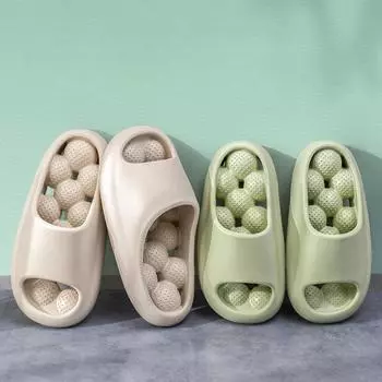 Летние модные нескользящие тапочки на толстой подошве 36 зелёный