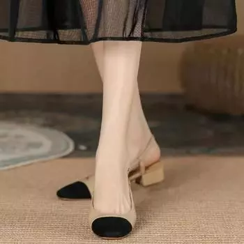 Летние модные новые повседневные элегантные сандалии на толстом каблуке с неглубоким носком, простая женская обувь на среднем каблуке с квадратным носком, НЕТ:706 35