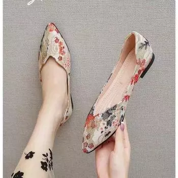 Летние модные новые туфли на плоской подошве с мягкой подошвой, туфли с острым носком в стиле ретро, элегантная повседневная женская обувь с принтом на плоской подошве, мокасины Zapatos 37 красный
