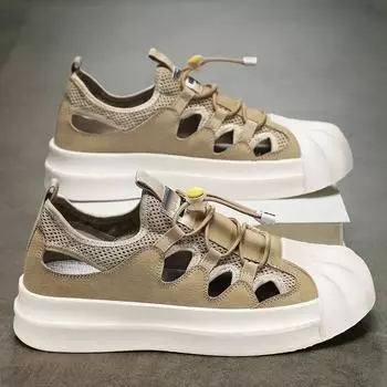 Летние модные новые туфли Shell Headboard Shoes Повседневная обувь Маленькая и легкая универсальная полая дышащая спортивная обувь для студентов 39 серый