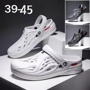 Летние модные пляжные сандалии для пары, повседневные дышащие тапочки, мужская садовая обувь 39 чёрный