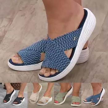 Летние модные пляжные сандалии, обувь на плоской подошве, удобные тапочки с перекрестной перекладиной, уличные сандалии с эластичной лентой, сандалии с перекрестной лентой и тапочки 35 чёрный