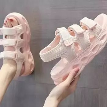 Летние модные повседневные и удобные универсальные дышащие и износостойкие босоножки на танкетке на толстой подошве для девочек 36