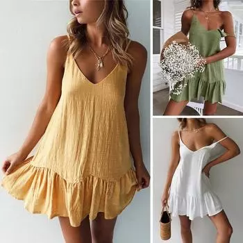 Летние модные повседневные платья, женское сексуальное платье на бретельках без рукавов, элегантная женская одежда с открытой спиной и принтом S белый