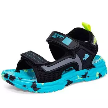 Летние модные сандалии для мальчиков Пляжная обувь Тапочки Спортивная обувь для подиума Обувь для активного отдыха на реке 28 золотой/чёрный