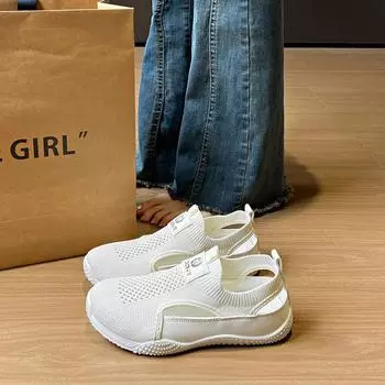 Летние модные сандалии из сетчатой ткани, универсальные, полые, дышащие, повседневные, для ходьбы, на платформе, новые удобные кроссовки Zapatos De Mujer 35 хаки