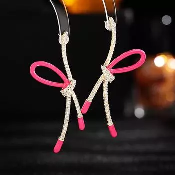 Летние модные серьги-гвоздики с лентой и бантом для женщин, брендовый дизайн, эффектные серьги-гвоздики для девочек, эмалированные ювелирные изделия красный