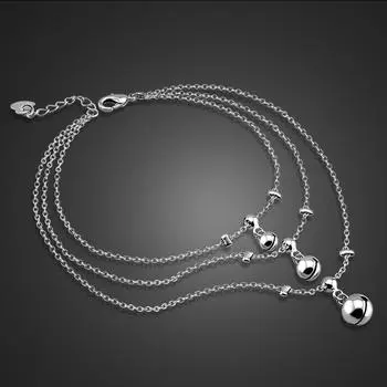 Летние модные серебряные украшения, браслет из стерлингового серебра 925 пробы, многослойный подвесной колокольчик, дизайн, однотонный серебряный браслет, милый женский браслет