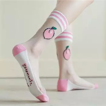 Летние модные шелковые носки с жемчугом и кристаллами во французском стиле, женские средние носки, детские тонкие стеклянные шелковые носки Free Size