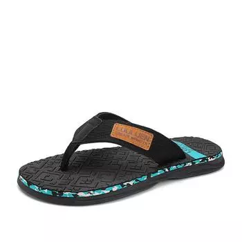 Летние модные шлепанцы для мужчин, высококачественные нескользящие пляжные шлепанцы для мужчин, повседневные тапочки на плоской подошве для мужчин, Chinelo Masculino 39 чёрный
