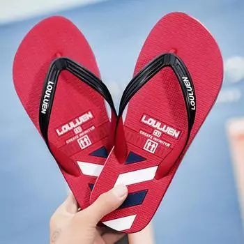 Летние модные шлепанцы мужские пляжные сандалии для отдыха на открытом воздухе мужские шлепанцы повседневные нескользящие тапочки 40 чёрный