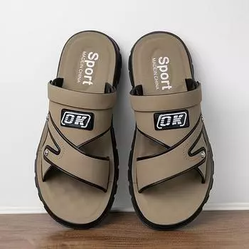 Летние модные стильные уличные тапочки нескользящие износостойкие пляжные мужские сандалии 40/41 коричневый