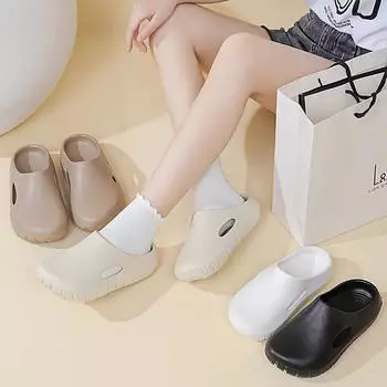 Летние модные тапочки мужские повседневные домашние с толстой подошвой повседневные сандалии для улицы модный бренд пара женские 36/37 чёрный