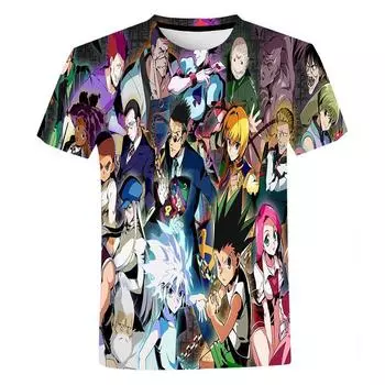 Летние модные топы для мужчин и женщин с 3D принтом Huter X Hunter аниме футболки повседневная уличная одежда в стиле Харадзюку с короткими рукавами 6XL