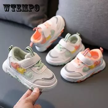 Летние модные туфли для мальчиков и девочек 1–3 лет, универсальные мягкие дышащие туфли с полой сеткой, спортивная обувь 30 оранжевый