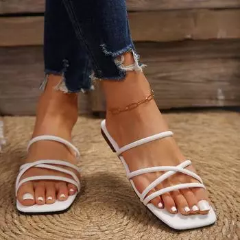 Летние модные уличные тапочки, сексуальные сандалии на шнуровке, сандалии на плоской подошве, тапочки. Женская летняя новая нежная модная нишевая римская обувь. 36