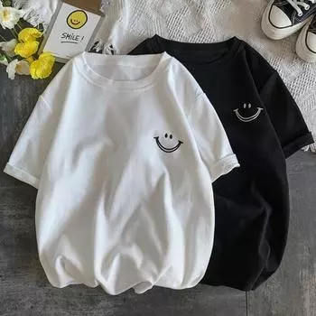 Летние модные женские футболки с забавным принтом и графическим рисунком Harajuku, повседневная свободная универсальная рубашка, белая, черная одежда, футболка, женские топы y2k M белый